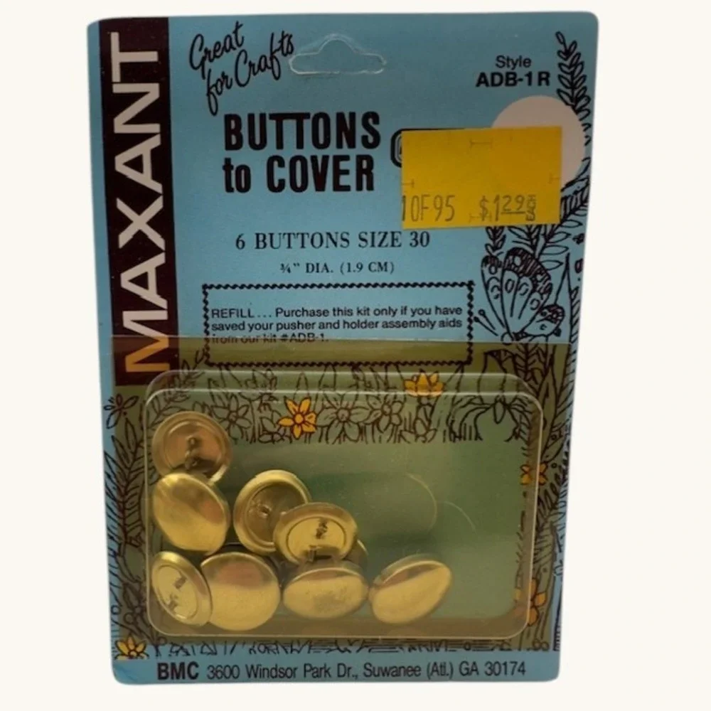 Maxant Buttons to Cover Size 30 3/4 Inch‎ Vintage Sewing Refill 6 Count ADB-1R